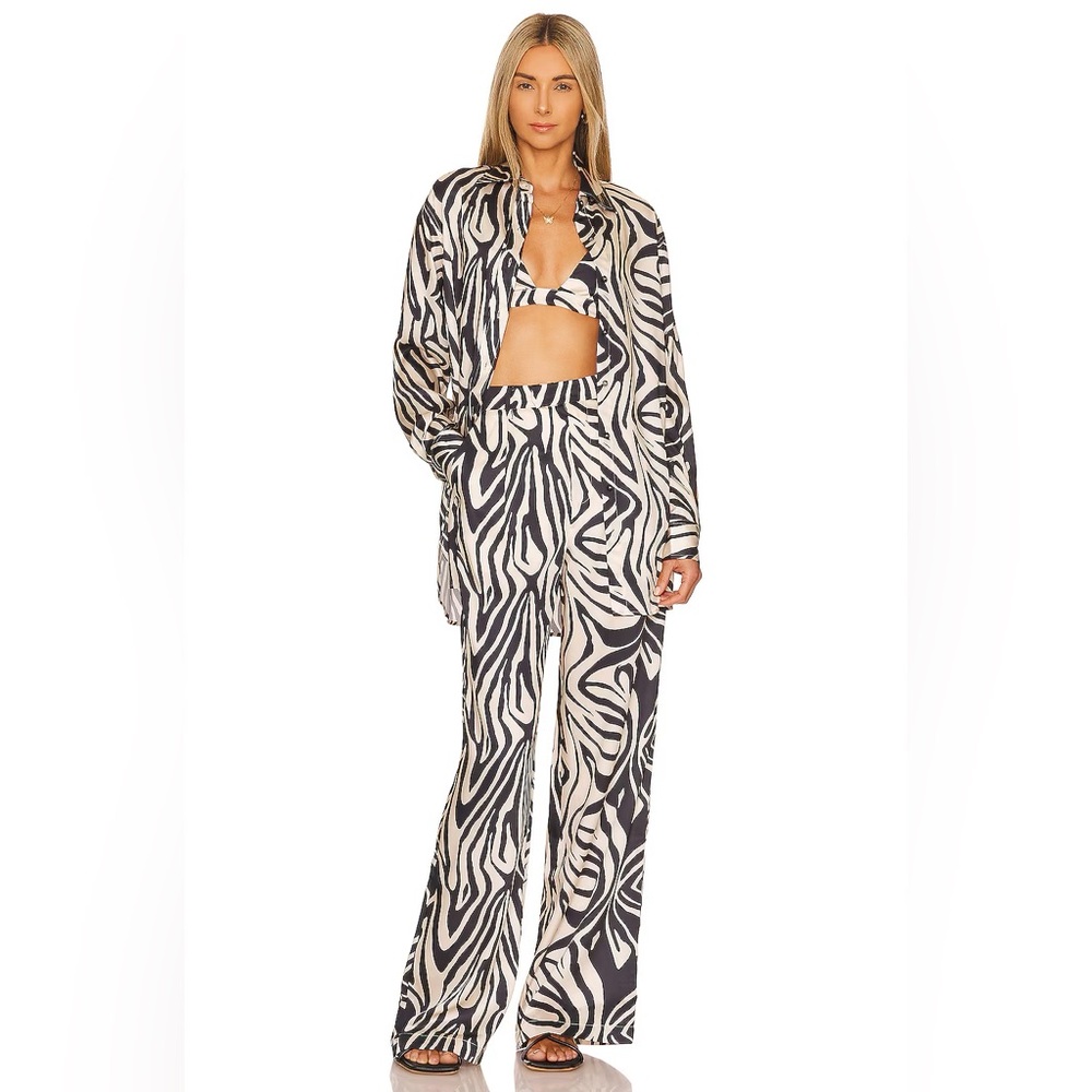 NWT Ronny Kobo Kara Zebra Print Black & White Top Bralette Set XS 0 2 $198 HTF
